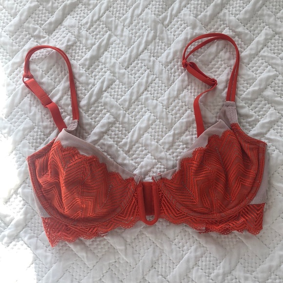 FREE PEOPLE intimately beautiful bra! Orange/cream - Picture 1 of 5